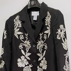 Victor Costa Black and White Floral Blazer